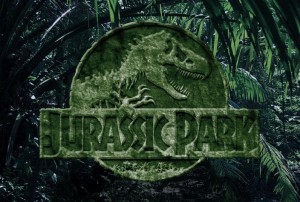 Jurassic Park Logo in tropical setting