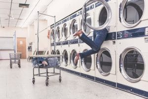 man inside washing machine