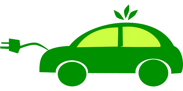 green car with leaves and plug icon